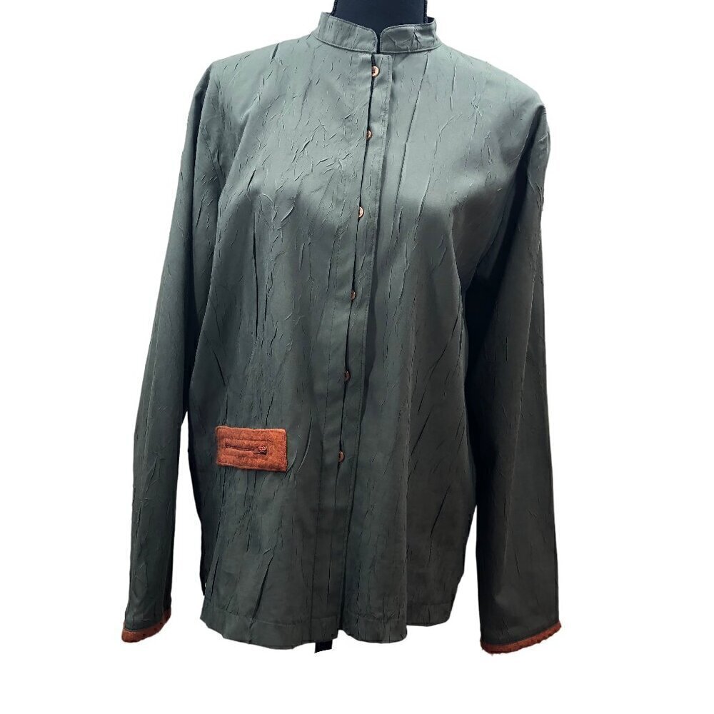 Solola from Paris Vintage Olive Green Crinkle Texture Jacket EU Size 3
